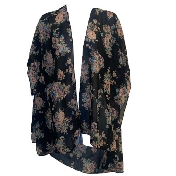 Live 4 Truth Jackets & Blazers - Live 4 Truth Floral Kimono Open Front Cardigan Semi Sheer Size Medium Long Boho